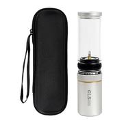 Chatonshen Linterna de Gas para Camping con Carcasa de Vidrio, Aleación de Aluminio, Perilla de Control de Llama Portátil Y Estuche para Senderismo, Viajes, Esca, Gris-Plata