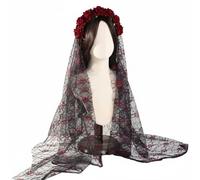 Chatonshen Rosa Lolita Diadema Headdress Flor Artificial Mesh Ligero Distintivo Glamour Oscuro Perfecto para Fiestas Temáticas Halloween Día de Disfraces