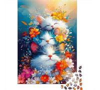 Chats Dans le Jardin Des Fleurs Set De 1000 Piezas Papel Reciclado Puzzle Familiar Fácil De Almacenar Aficionados A Los Rompecabezas Atractivo Ocio Casa 52x38cm/1000pcs