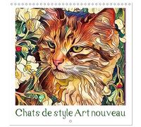 Chats de style Art nouveau (Calendrier mural carré 2026 30x30 cm) Calendrier double avec une page pour vos prises de notes: Images de style Art nouveau générées par l'IA