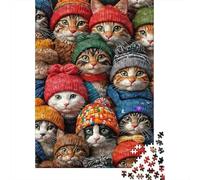 Chats portant Des chapeaux Set De 1000 Piezas Papel Reciclado Puzzle Familiar Actividad Vinculación Familiar Fácil Limpiar Entretenimiento Fin Semana 70x50cm/1000pcs