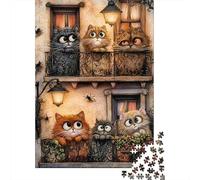 Chats Sur Balcon scène 1000 Piezas Cartón Resistente Puzzle para Adultos Portátil Desafiante Y Divertido Ocio En Casa Horas De Entretenimiento 70x50cm/1000pcs