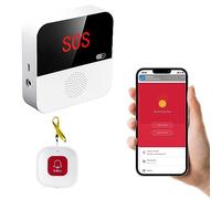 Chatthen Avisador Personas Mayores, WiFi Alarma casa, 1 Receptor y 1 Botones de Pánico SOS, Compatible con Tuya Smart/Smart Life/Alexa (Sólo Soporta Wi-Fi 2.4GHz)