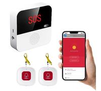 Chatthen Avisador Personas Mayores, WiFi Alarma casa, 1 Receptor y 2 Botones de Pánico SOS, Compatible con Tuya Smart/Smart Life/Alexa (Sólo Soporta Wi-Fi 2.4GHz)