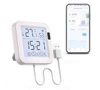 Chatthen Termómetro Higrómetro WiFi Inteligente, Sensor de Temperatura y Humedad con App, Monitorización Remota, Alertas Inteligentes, Registro de Datos, Calibración para Casa y Invernadero
