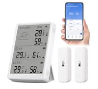Chatthen Termometro Wifi, Higrometro Termometro Exterior, Higrometro Digital Rango Inalámbrico de 100M, Almacenamiento y Calibración de Datos, Termometro Digital casa 2 Sensores y 1 Estación Base