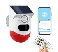 Chatthen WiFi Sensor de Movimiento, Sensor Solar Adecuado para Interiores y Exteriores, Volumen de 0~120dB, Control Remoto, Programación Temporal, con Mando a Distancia, 3 Modos Ángulo Detección 110º
