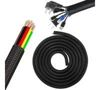ChAusa 10mm-5m Organizador Cables,Manguito de Cable Auto,Recoge Cables,Cubre Cables,Organizador de Cables para Desktop,TV,Computer,Proteja al Perro Gato de los Cables de Masticación-Negro