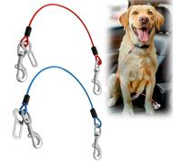 ChAusa 2 Piezas Cinturon Perro Coche,Cinturon Seguridad Perro Coche 80 cm Cinturones de Seguridad para Perros PVC Resistente a Mordeduras para Todos Los Cuerpos Perros Accesorios(Azul+Rojo)