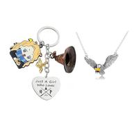 ChAusa 2 Piezas Llaveros Collar de Paloma Hedwig, Llavero Regalo， Llavero de Corazón de Mercancía para Niñas, Adolescentes, Cumpleaños(B)