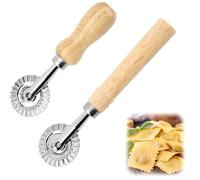 ChAusa 2 Piezas Rueda de Corte Pastry,Cortador Queso,Rueda Cortadora de Pasta,Cortador de Pizza para Cortar la Masa Enrollada,Rueda de Acero Inoxidable Ondulada(12.8×4 cm+16×4 cm)