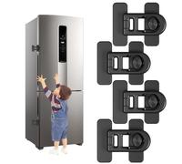 ChAusa 4 Piezas Cerradura para Puerta de Frigorífico Cierre Seguridad Cajones Bebe Candado Nevera Autoadhesiva,Candado Frigorifico de Bebés Niños para Armario Cajón Arandela(Negro)