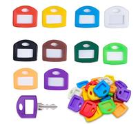 ChAusa 50 Piezas llaveros plastico con Etiqueta, Poner Nombre en llaves, Marcadores para llaves, Silicone Key Cap para 10 Colores Identificar FáCilmente adecuado para Hogar, Oficina y Garaje