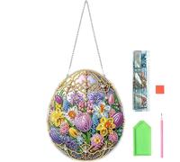 ChAusa Huevos de Pascua Pintura Diamante, Huevo de Pascua Huevos de Pascua Decoración, Kit de Pintura de Huevos de Pascua Personalizado para Decoración de Escritorio Huevo Floral de Pascua