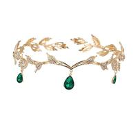 ChAusa Tiara Princesa de Cristal de Boda, Tiara de Corona Vintage Rhinestone, Diadema Plata Verde, Tiara Princesa, Corona Traje de Navidad, Tiaras Novia, Queen Cosplay, Tocardo Dorado
