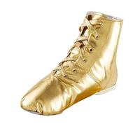 Chaussures de Danse Chaussure de Ballet Boot Suela Flexible Yoga Gimnasia Split Plate Ballet Suave Lona Zapatillas para Hombres Mujeres Little Kid Cordones Niñas Canvas Jazz Dance Botas, A oro., 35 EU