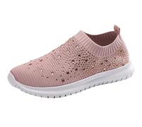 Chaussures de Marche - Basket toile femme d'été Sneakers colorful Shoes Mode Basquetas àtisspement Volant Baskets Slip on Chaussures Enfiler Shoe Grande taille Sneaker Plateforme Chaussure, rosa, 42