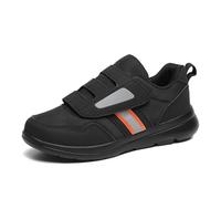 Chaussures de Marche Homme Femme en Cuir et Mesh, Baskets Seniors Sans lacets à Large Bride, Sneakers Grande Tamañille, Basket Running MixConfort, Tenis Suela Antideslizante - Sport Casual Jourdien