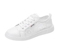 Chaussures décontractées pour femmes à quotidien Modèle confortable à enfiler avec fermeture à lacets Parfaites pour l'école et le travail Chaussures toutes saisons pour des tenues (White 35)