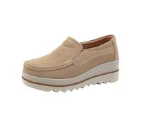 Chaussures Ete Femme Cómodo - Chaussures Orthopédiques Casual pour Femme Shoes Plataforma Sneakers Slip on Baskets Pies Larges Sneakers Antideslizante Shoes Marche pour Ete Basquetas, beige, 38 EU
