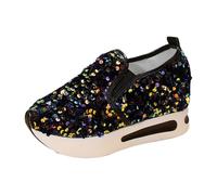 Chaussures Femme Confort Chic - Chaussures Mode et Sport pour femmes Sneaker paillettes Baskets sans lacets Basket Oisirs Sneakers Slip on Shoes Suela gruesa Shoe Soiree Chaussure, A Blackish Green