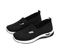 Chaussures Femme Confort Chic Ligero Transpirable Chaussure De Caminar Verano en Mesh Zapatillas De Plataforma Ortopédica sin Cordones Cómodas Antideslizante Basket Running Tenis Gym Jogging, Negro