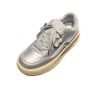 Chaussures Oisirs Sneakers Baskets pour Femme,Chaussure Femme ete Chic Plateforme,Tennis de Sport,Casual y caminar, Cierre de cordones, Interior acolchado, color liso, estrella y blanco, gris, 36 EU