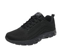 Chaussures Running Homme Transpirable - Basket Souple Homme Confort Chaussure à Laces Sneakers Cómodo Baskets Casual Basquetas Fashion Unie Sneaker Sport Antideslizante Basquette, Negro , 42 EU