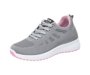 Chaussures Sport Femme Course Chaussures Femme Ete Cómodo Chic Chaussure de Running en Malla Basquetas De Caminar Suela Esponjosa Zapatilla Flexible Basquette Grande taille Chaussure, gris, 38 EU