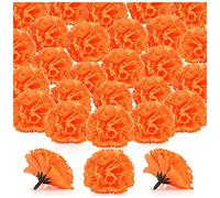 Chavisenty Cabezas de Flores de CaléNdula una Granel, 100 Piezas Cabezas de Flores Artificiales para Manualidades de Guirnaldas, Flores Falsas de CaléNdula de Seda, Naranja