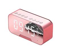 CHAW G10 Reloj despertador eléctrico con espejo, 2 en 1, altavoz inalámbrico Bluetooth con pantalla HD, decoración para dormitorio y oficina