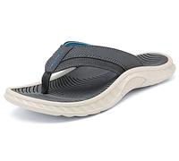 ChayChax Chanclas Hombre Sandalias Deportivo de Playa y Piscina Soporte del Arco Verano Zapatillas Flip Flops Antideslizante,Gris Claro-Blanco,43 EU
