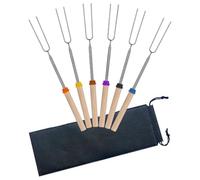 CHBCD 6 brochetas telescópicas de acero inoxidable para barbacoa, palitos de pan, brochetas de cordero a la parrilla, brochetas para barbacoa, juego de cubiertos para barbacoa de camping