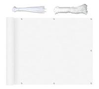 CHBIN Protección de Privacidad 0.9x3.5m Toldo Vela Velas de Sombra para Patio HDPE Protección UV con Cables y Cuerdas y Sujetacables para Patio Exteriores Jardín, Blanco