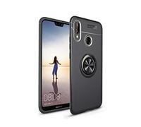 CHcase Funda Huawei P20 Lite, 360 Grados Giratorio Ring Grip [Soporte Kickstand] Slim Soft Case Cover Carcasa Protectora de TPU con Soporte Magnetic Car Mount Function para Huawei P20 Lite -Negro