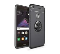CHcase Funda Huawei P8 Lite 2017, 360 Grados Giratorio Ring Grip [Soporte Kickstand] Soft Case Cover Carcasa Protectora de TPU con Soporte Magnetic Car Mount Function para Huawei P8 Lite 2017 -Negro