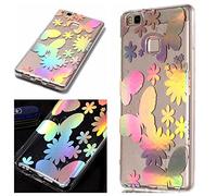 CHcase Funda Huawei P9 Lite, Slim Luxury Glitter Sparkle Bling Cute Case con Rave Holographic Laser Brillante Flexible Transparente Crystal Clear Soft TPU Silicone Case Cover para Huawei P9 Lite -10