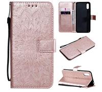 CHcase Funda para Xiaomi Redmi 9A Carcasa Libro con Tapa de Cuero con Ranuras de Tarjeta, Soporte, Cierre Magnético Wallet Case Flip Cover - Oro Rosa