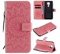 CHcase Funda para Xiaomi Redmi Note 9 Carcasa Libro con Tapa de Cuero con Ranuras de Tarjeta, Soporte, Cierre Magnético Wallet Case Flip Cover - Rosado