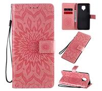 CHcase Funda para Xiaomi Redmi Note 9 Pro Carcasa Libro con Tapa de Cuero con Ranuras de Tarjeta, Soporte, Cierre Magnético Wallet Case Flip Cover - Rosado
