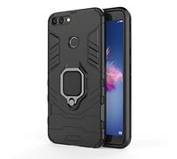 CHcase Huawei Enjoy 7S / P Smart Funda, 2in1 Armadura Combinación A Prueba de Choques Heavy Duty Escudo Cáscara Dura PC + TPU con Soporte Magnetic Car Mount Case Cover para Huawei Enjoy 7S -All Black