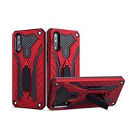 CHcase Huawei P20 Funda, Heavy Duty Silicona híbrida con Soporte Cáscara de Cubierta Protectora de Doble Capa Funda Caso para Huawei P20 -Red