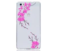 CHcase Huawei P8 Lite Funda, Christmas Series Transparente Silicona TPU de Flexibilidad Carcasa Case Bumper Ultra Delgado Espalda Case Cover para Huawei P8 Lite -Diagonal Flowers