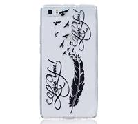 CHcase Huawei P8 Lite Funda, Christmas Series Transparente Silicona TPU de Flexibilidad Carcasa Case Bumper Ultra Delgado Espalda Case Cover para Huawei P8 Lite -Love Feathers