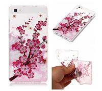 CHcase Huawei P8 Lite Funda, Christmas Series Transparente Silicona TPU de Flexibilidad Carcasa Case Bumper Ultra Delgado Espalda Case Cover para Huawei P8 Lite -Plum Blossom