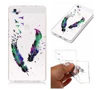 CHcase Huawei P8 Lite Funda, Christmas Series Transparente Silicona TPU de Flexibilidad Carcasa Case Bumper Ultra Delgado Espalda Case Cover para Huawei P8 Lite-Feather