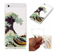 CHcase Huawei P8 Lite Funda, Christmas Series Transparente Silicona TPU de Flexibilidad Carcasa Case Bumper Ultra Delgado Espalda Case Cover para Huawei P8 Lite -Sea Waves