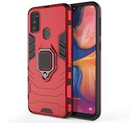CHcase Samsung Galaxy M30s Funda, 2in1 Armadura Combinación A Prueba de Choques Escudo Cáscara Dura PC + TPU con Soporte Magnetic Car Mount Case Cover para Samsung Galaxy M30s -Red