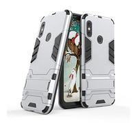 CHcase XiaoMi RedMi 6 Pro Funda, 2in1 Armadura Combinación A Prueba de Choques Heavy Duty Escudo Cáscara Dura PC + Suave TPU Silicona Rubber Case Cover con Soporte para XiaoMi RedMi 6 Pro -Silver