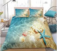 CHCHNXY Funda Nordica Cama 90 Estrella De Mar Infantil Juego de Funda de Edredón de Microfibra de 3 Piezas,con Cremallera,Suave 1 Funda de Edredón 150x220cm+2 Fundas de Almohada 50x80cm